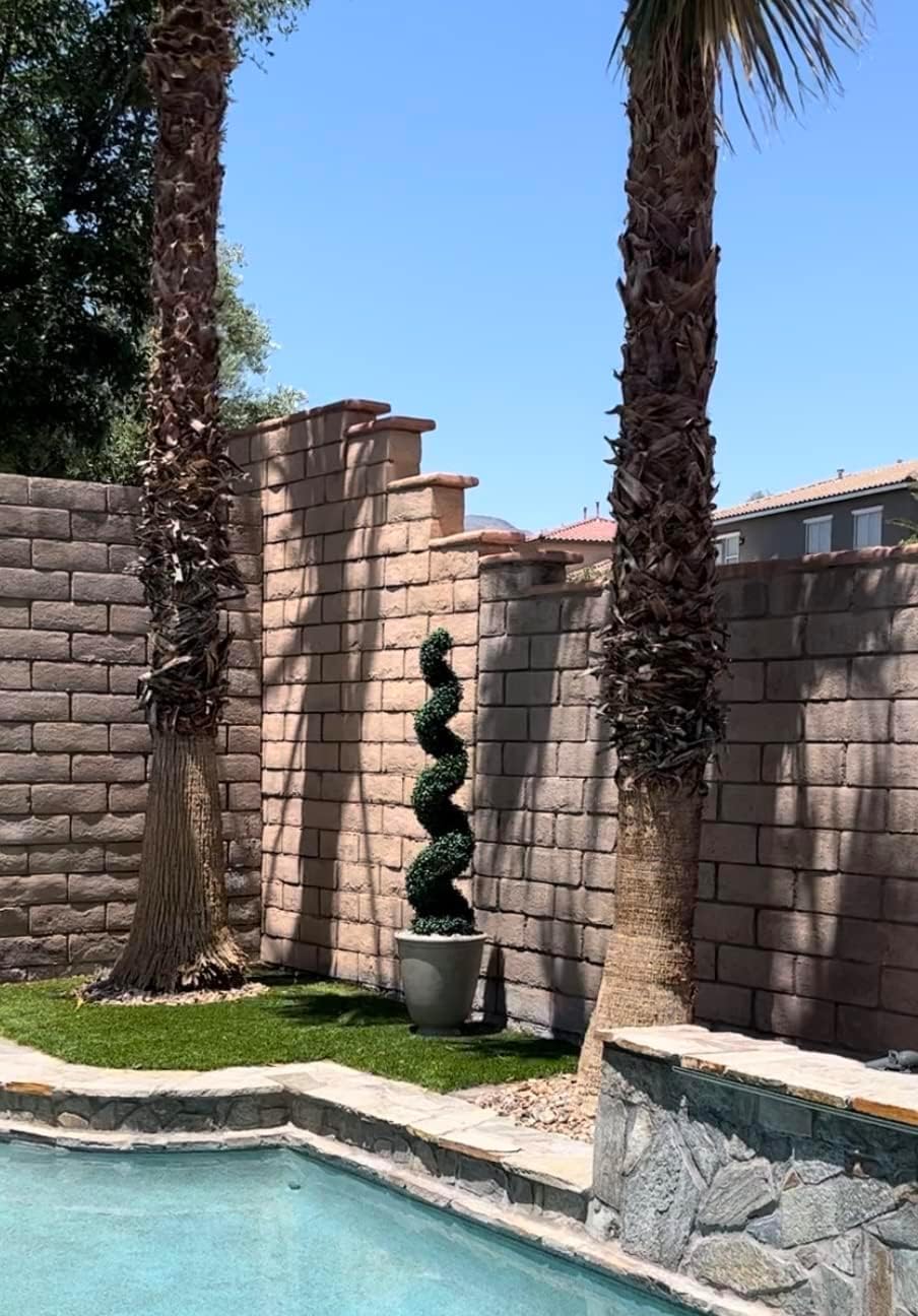 5' Artificial Cypress Spiral Boxwood Topiaries Tree in Plastic Pot Outdoor and Indoor Home Decor (2 Pack) - Image 4