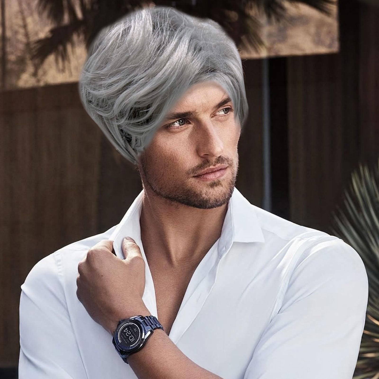XNIVUIS Old Man Wigs Men's Wigs,Grandpa Wigs,Old Men Costume Accessories,Party Wigs,Cosplay Wigs,Scientist Professor Wigs,Grandpa Accessories for Halloween Carnival Party Cosplay Performance (C) - Image 4