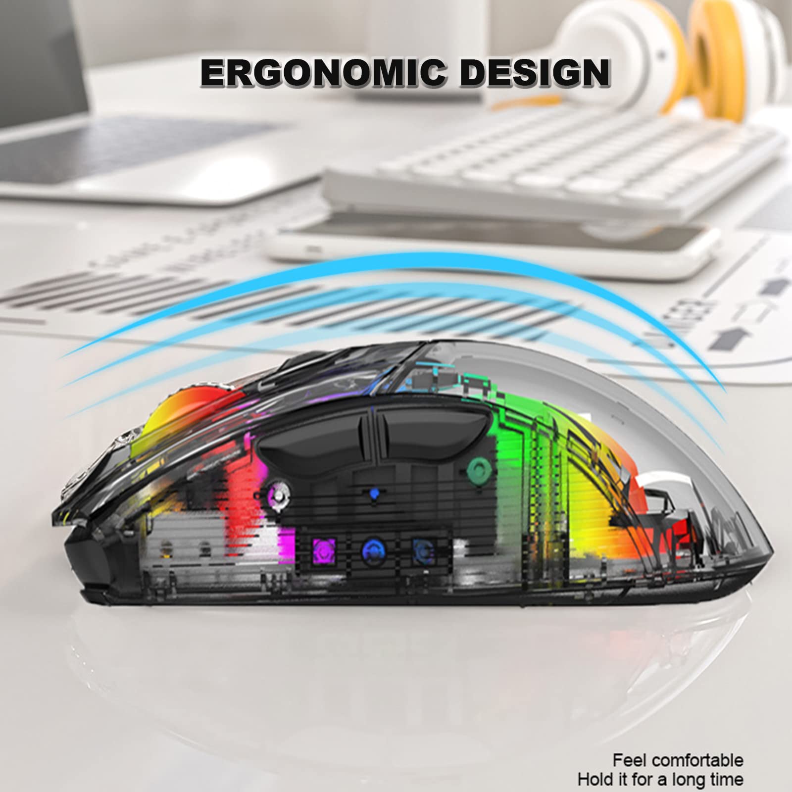 Przewodowa mysz do gier, 6 programowalnych przycisków, podświetlane światło RGB, regulacja 3200 DPI, wygodny uchwyt, ergonomiczne, optyczne myszy do gier, do laptopa, tabletu, komputera