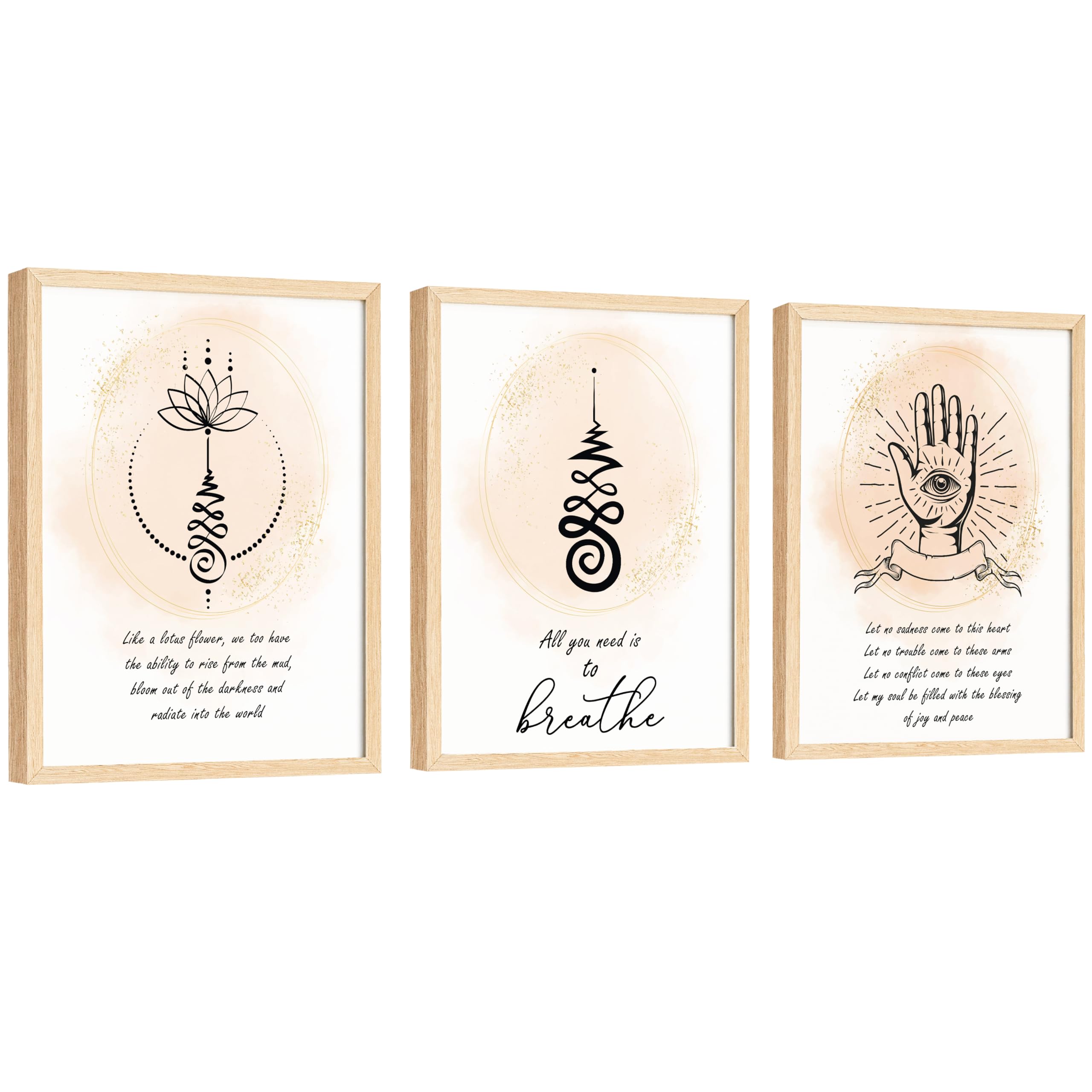 EXCOOL CLUB Yoga Quotes Wall Decor - 12x16 Buddha Wall Art, Motivational Spiritual Yoga Poster, Lotus Flower Art Prints, Namaste Quote Pictures Decor for Home Bedroom Office (UNFRAMED)