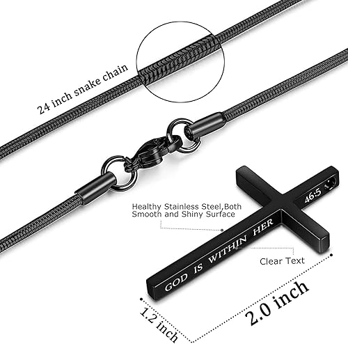 Miniatura 9 de XOYOYZU Collar de cruz para hombres y niños con colgante de cruz de acero inoxidable y versículo de la Biblia