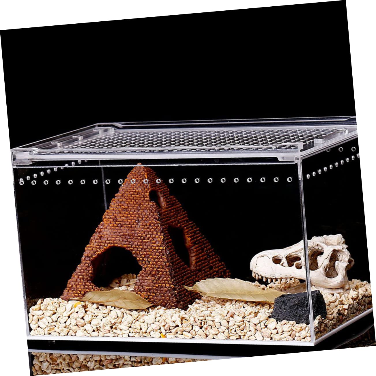 Caja de Cría de Reptiles de Acrílico Transparente a Prueba de Fugas | Montaje Integrado, Tapa con Cierre Antiescape, Alimentación Agua Fácil, para Serpientes Jóvenes y Anfibios Pequeños