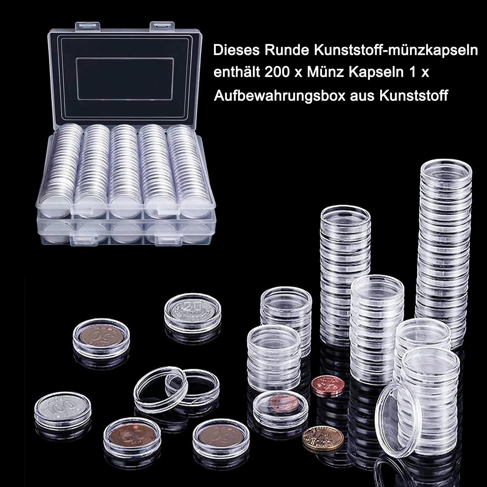 CAPSULES 2 EUROS 27mm Lot 100 avec Boîte Rangement Pièces Monnaie Collection EUR 22,90 - FR