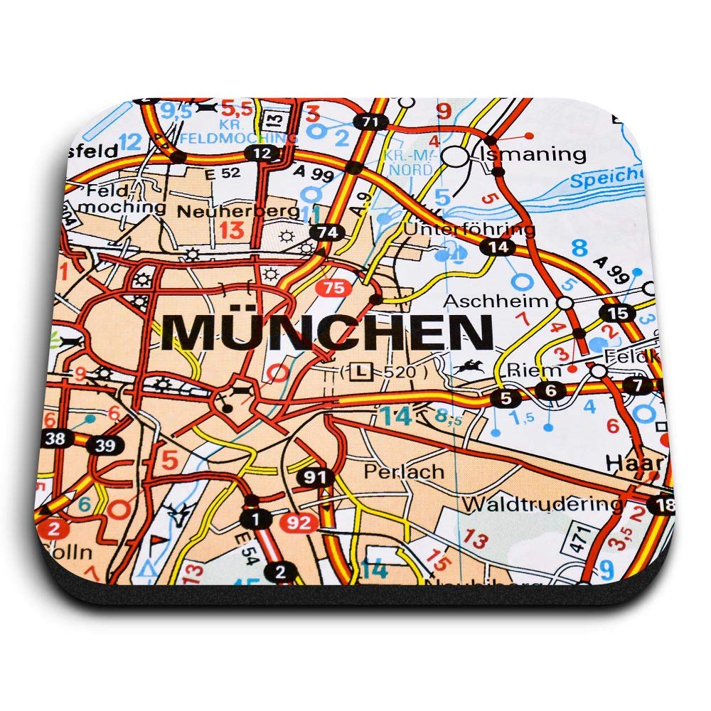 Destination Vinyl Ltd Multicolor 1 X Square Mdf Fridge Magnet - Munchen Munich Germany German Travel Map 45811
