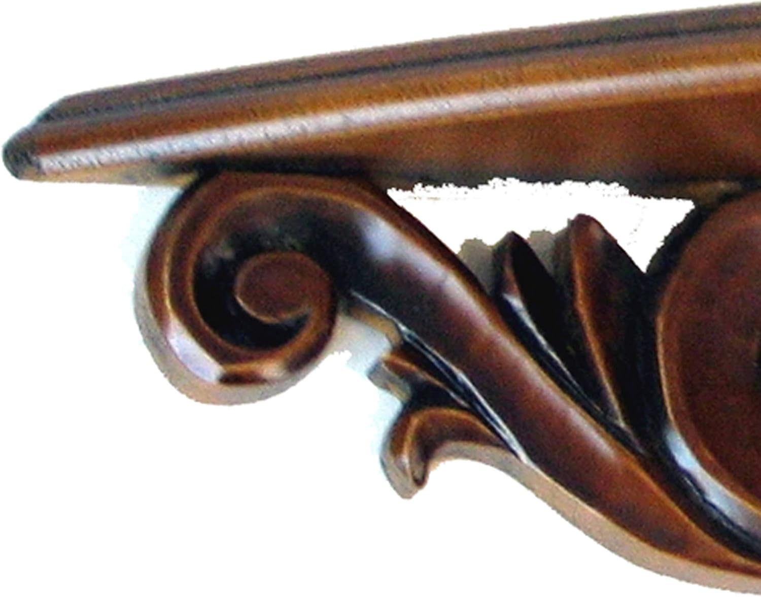 Benjara Hand Carved Wooden Moonbay Wall Shelf in Floral Design, Brown