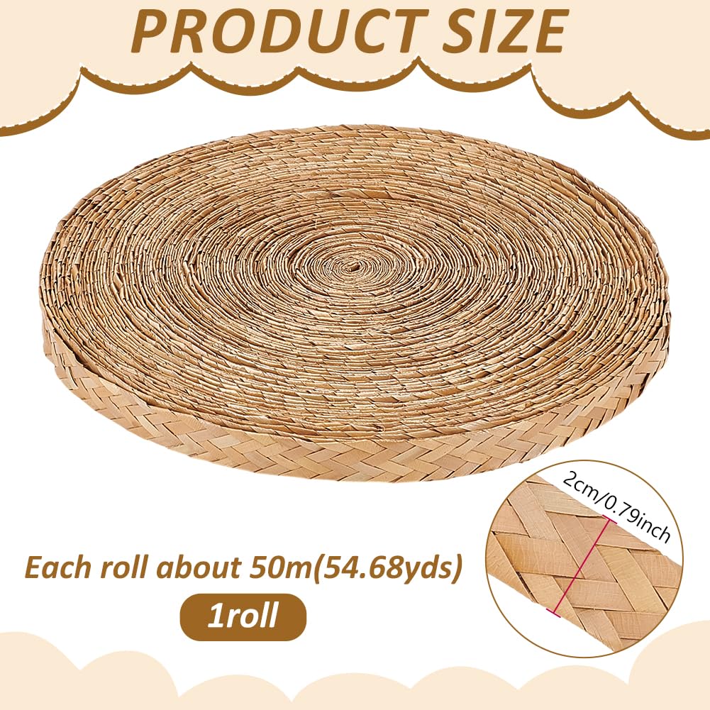 NBEADS Nastro di Paglia di Grano Da 50 m per Realizzare Cappelli, Nastro Intrecciato In Paglia per Cappelli Da Modisteria, Largo 20mm Intrecciato per Cappelli Cestini Borse Vasi Fai Da Te