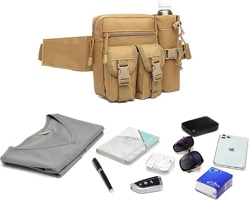 Miniatura 4 de Riñonera táctica con soporte para botella de agua, versátil e impermeable, riñonera militar, cinturón de utilidad para senderismo al aire libre,