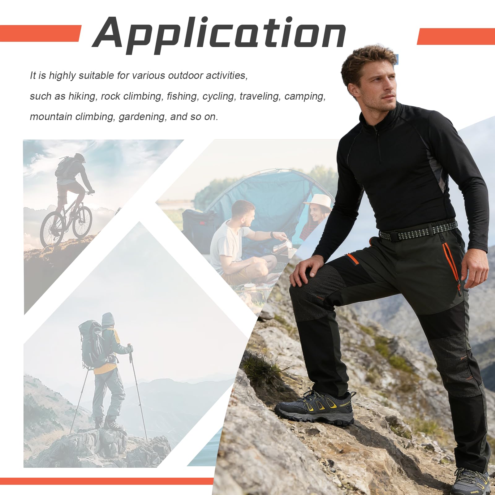 Uomini Leggeri Pantaloni da Camminare all'aperto Stretch Traspirante Camping Pantaloni da Escursionismo con Zip Tasche