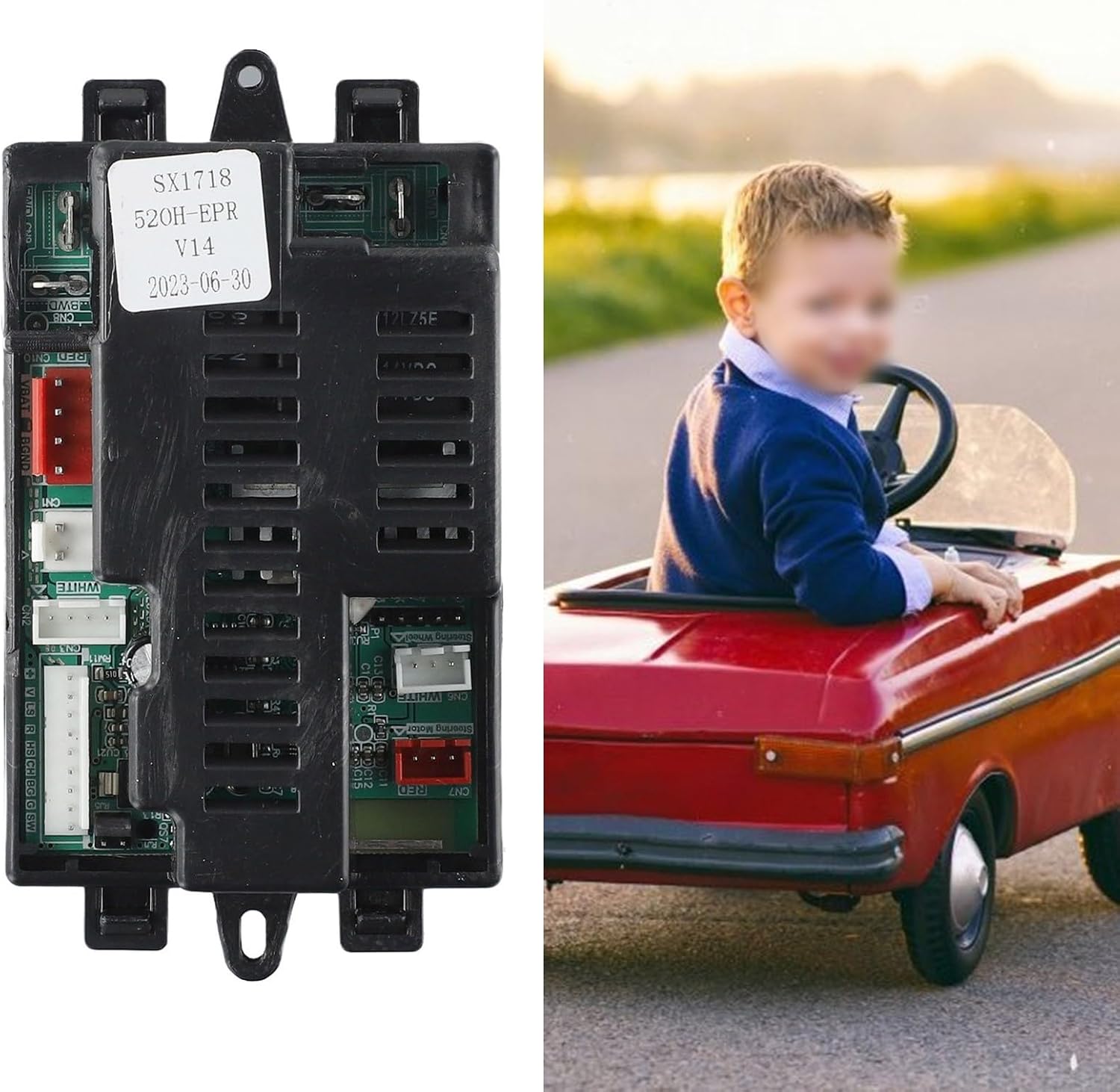 Control Box for Children's Electric Car Receiver SX1718 520H-EPR V14, Compatible with SX1718 V14/V13 Models, 2.4G Remote Control with Slow Start Function