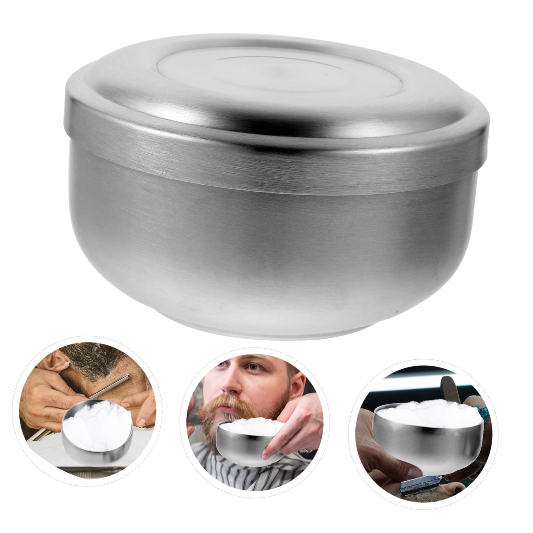 Healeved 4stücke Edelstahl Rasierschale Mit Deckel Praktische Rasierschüssel Für Männer Für Rasierschaum Zuhause Salon Verarbeitet Platzsparend Silberfarben