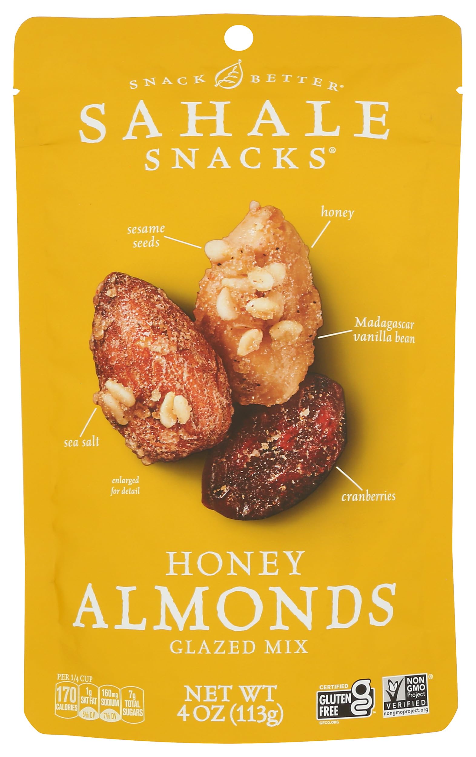 Glazed Almonds with Cranberries-Honey & Sea Salt -- 4 oz