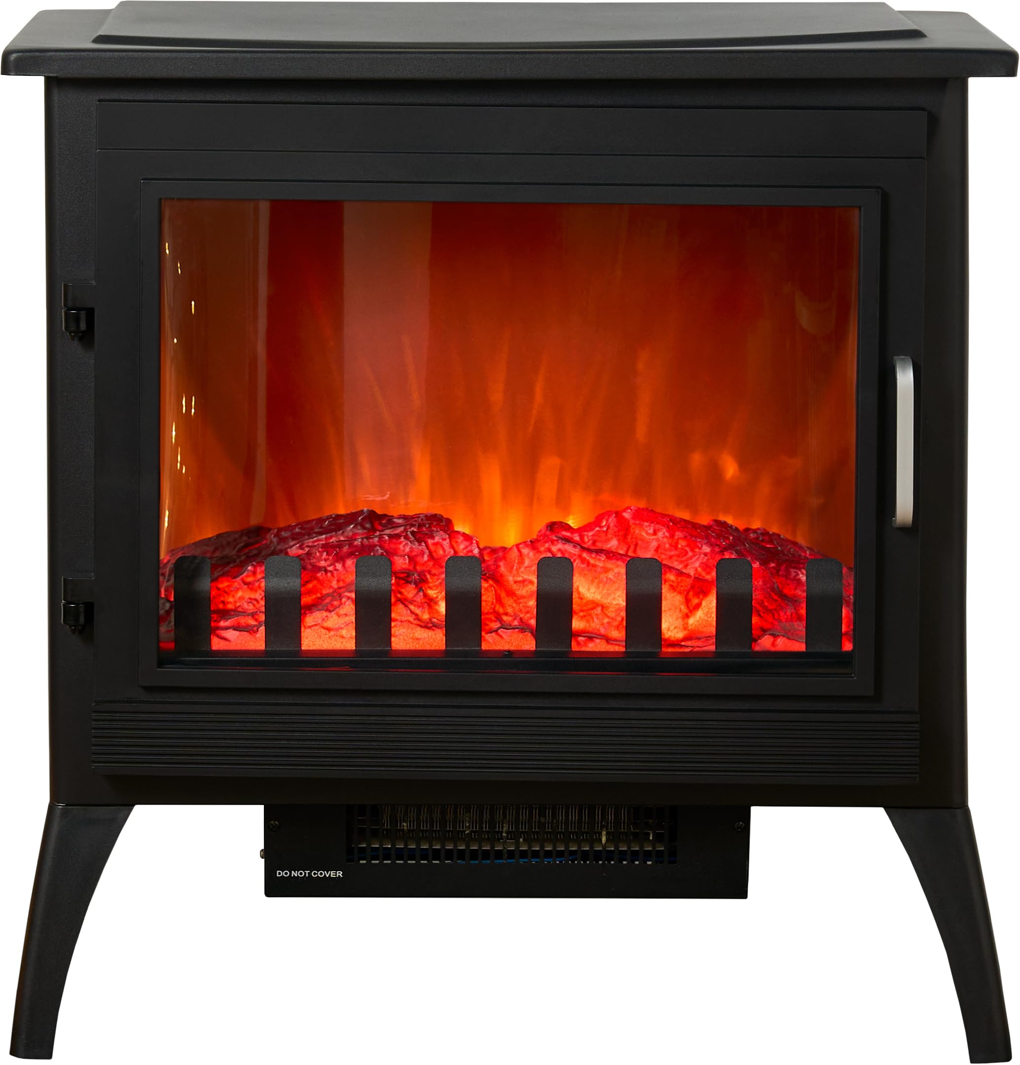 Sureflame Marlow 3-Sided Electric Stove in Black with Manual Control, Thermostat, Dimmable Flame Effect