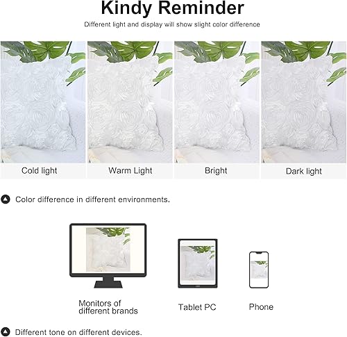 Miniatura 8 de PiccoCasa - Funda de almohada decorativa romántica de satén con diseño de flores 3D, funda de almohada con rosas estéreas, para cama, sofá, 16 x 16