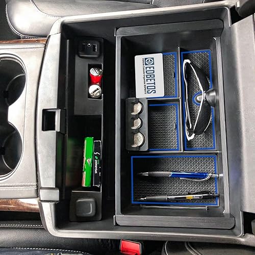 Miniatura 4 de EDBETOS Organizador de consola compatible con Chevy Silverado/GMC Sierra 1500 2014-2018 y Silverado/Sierra 2500HD/3500HD 2015-2019 Bandeja de
