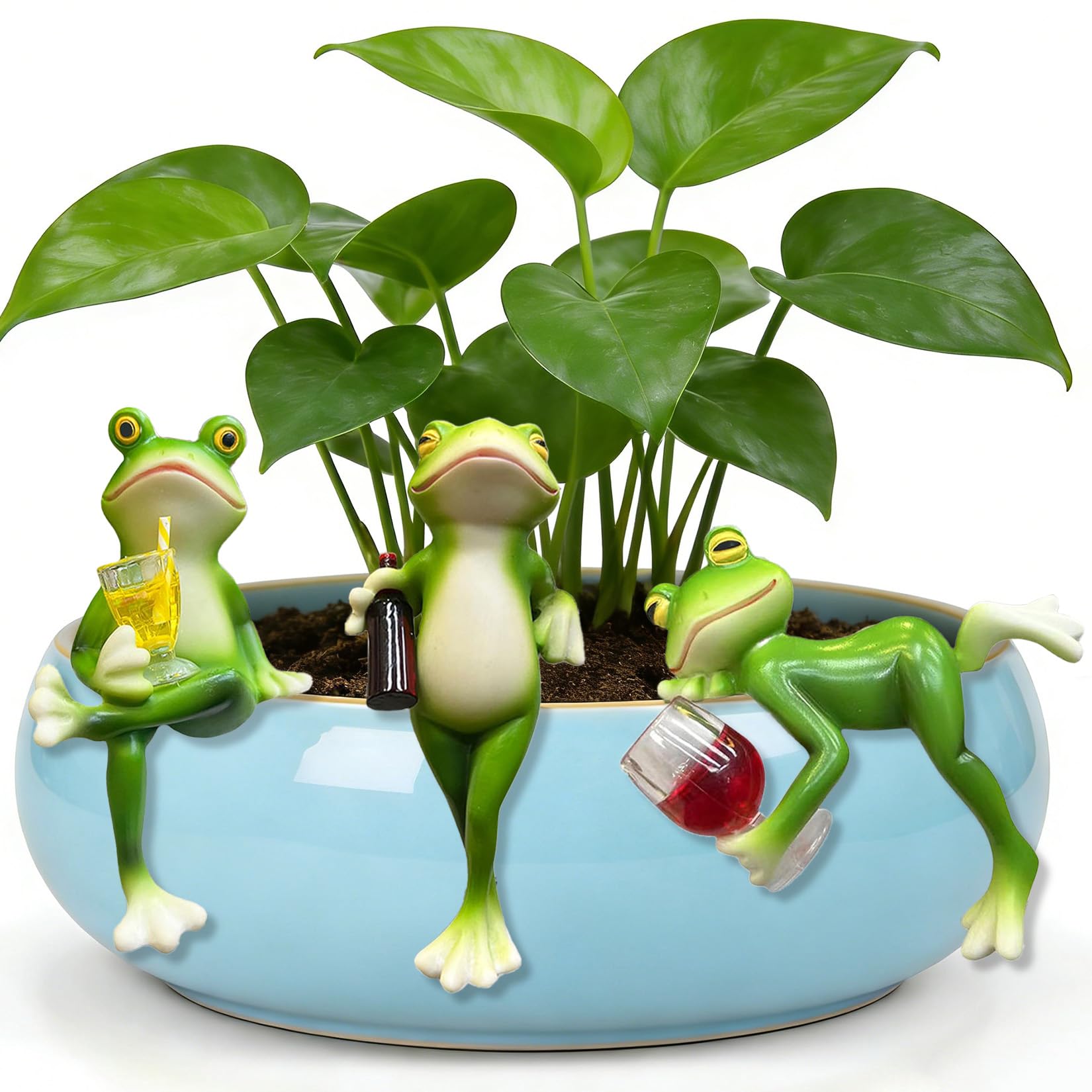 3 mini rane statuette per fiori da appendere a forma di rana, decorazione per piante in vaso, decorazione da giardino, mini laghetto, rana, decorazione da giardino, per laghetto da terrazzo