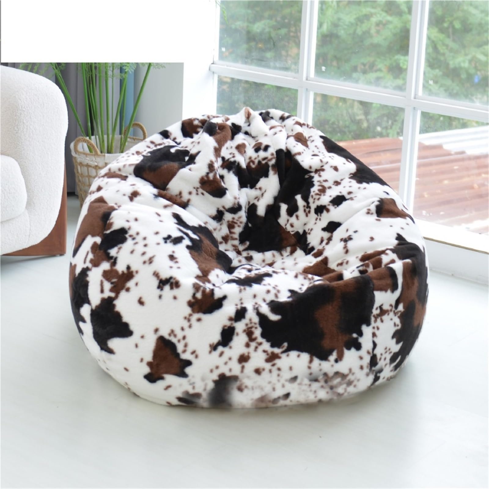Housse Pouf Housse de Pouf en Fausse Fourrure D85 cm, sans Rembourrage à l'intérieur(85cm-02)