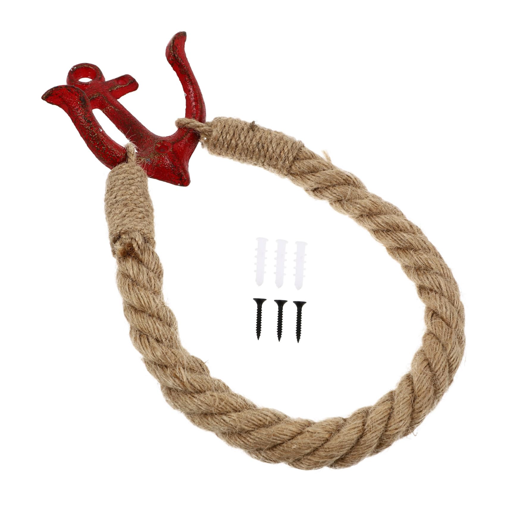 Portarotolo da Parete a Forma di Ancora Marina, Rosso, Salvaspazio