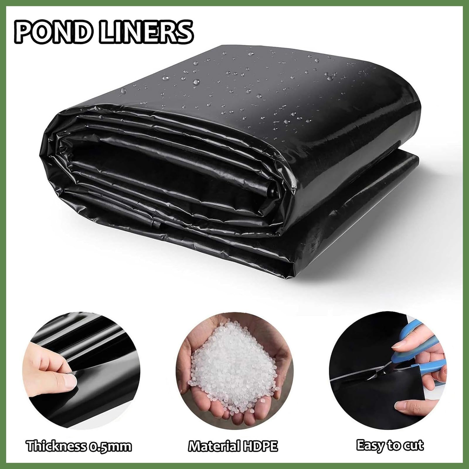 PVC Liner do Oczka Wodnego, Czarna HDPE Folia do Oczek Wodnych, do Stawu Ogrodowego Pokrywa do Rybnego Fontanny Ogrodu i Wodospadu(Size:16.4x19.6ft(5x6m))