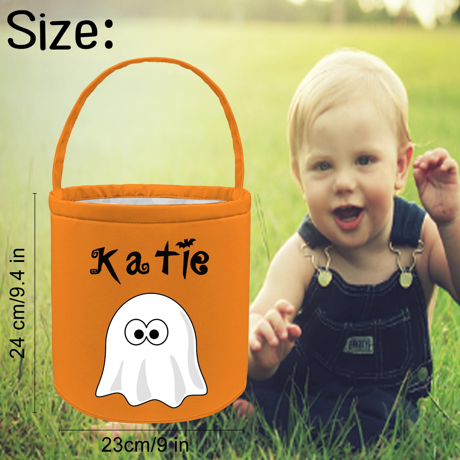 Personalized Halloween Buckets Custom Halloween Name basket Pumpkin Cat Trick or Treat Candy Bags for Party Decor Gifts