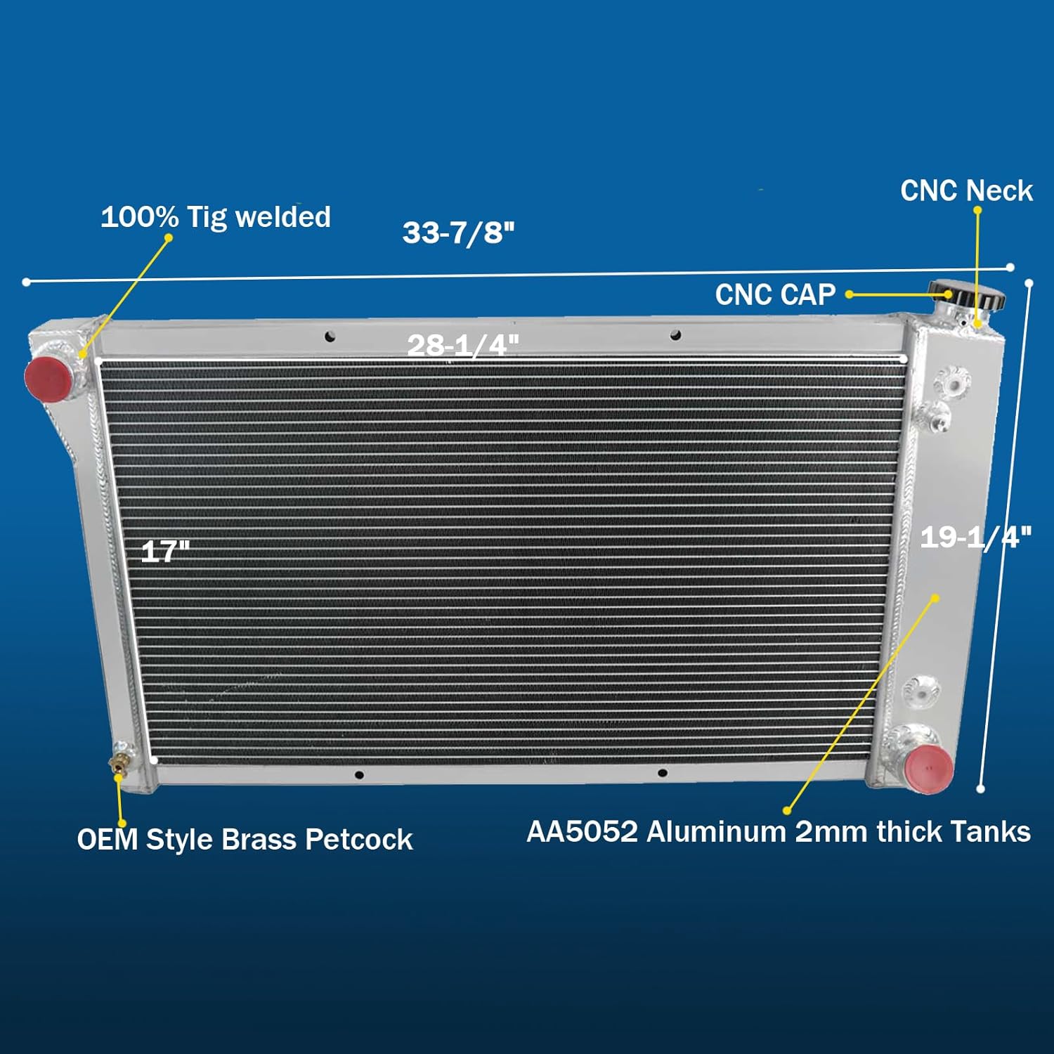 4 Row Core Aluminum Radiator for 1967-1972 Chevy C/K/G/P Series C10 C20 C30 K10 K20 K30 Blazer and GMC Trucks Pickup All Aluminum Radiadtors Radiador
