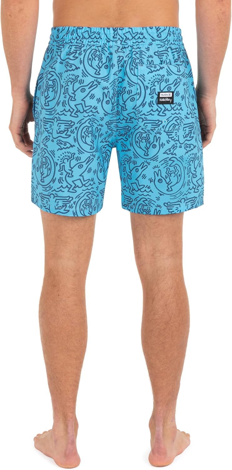 Hurley Men's 4-Way Stretch 6" Inseam Boardshort, 17" Outseam, Quick Dry Swim Trunks, Elastic Waistband