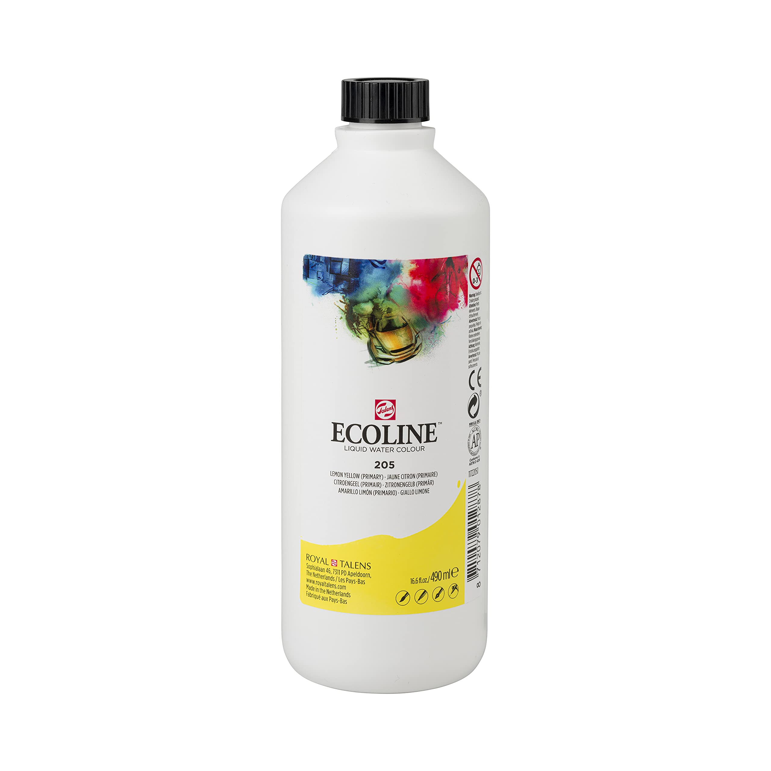 Ecoline Liquid Watercolour Bottle 490 ml Lemon yellow (primary) 205 (11722050)