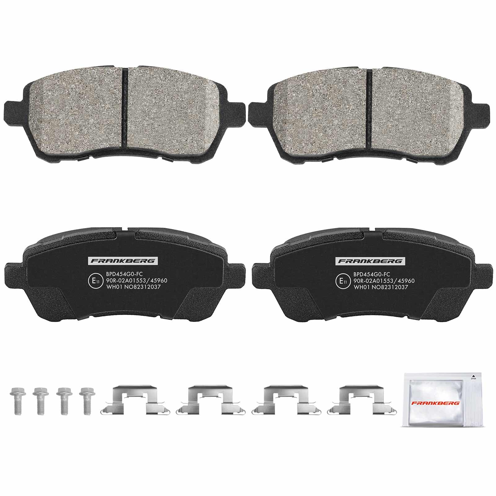 Frankberg Set di pastiglie dei freni incl. 4x Pastiglie dei Freni Anteriore Compatibile con Fiesta VI CB1 CCN Swift IV FZ NZ 2 DE DH Justy IV S.i.r.i.o.n M3 Replace# 04465B1320000