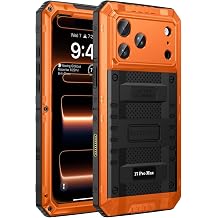 seacosmo for iPhone 17 Pro Max Metal Case IP68 Waterproof Sealed Protection | Built-in Screen Protector, Heavy Duty Full Body Shockproof Bumper Protection Armour Cover Military-Grade Rugged Case, Orange