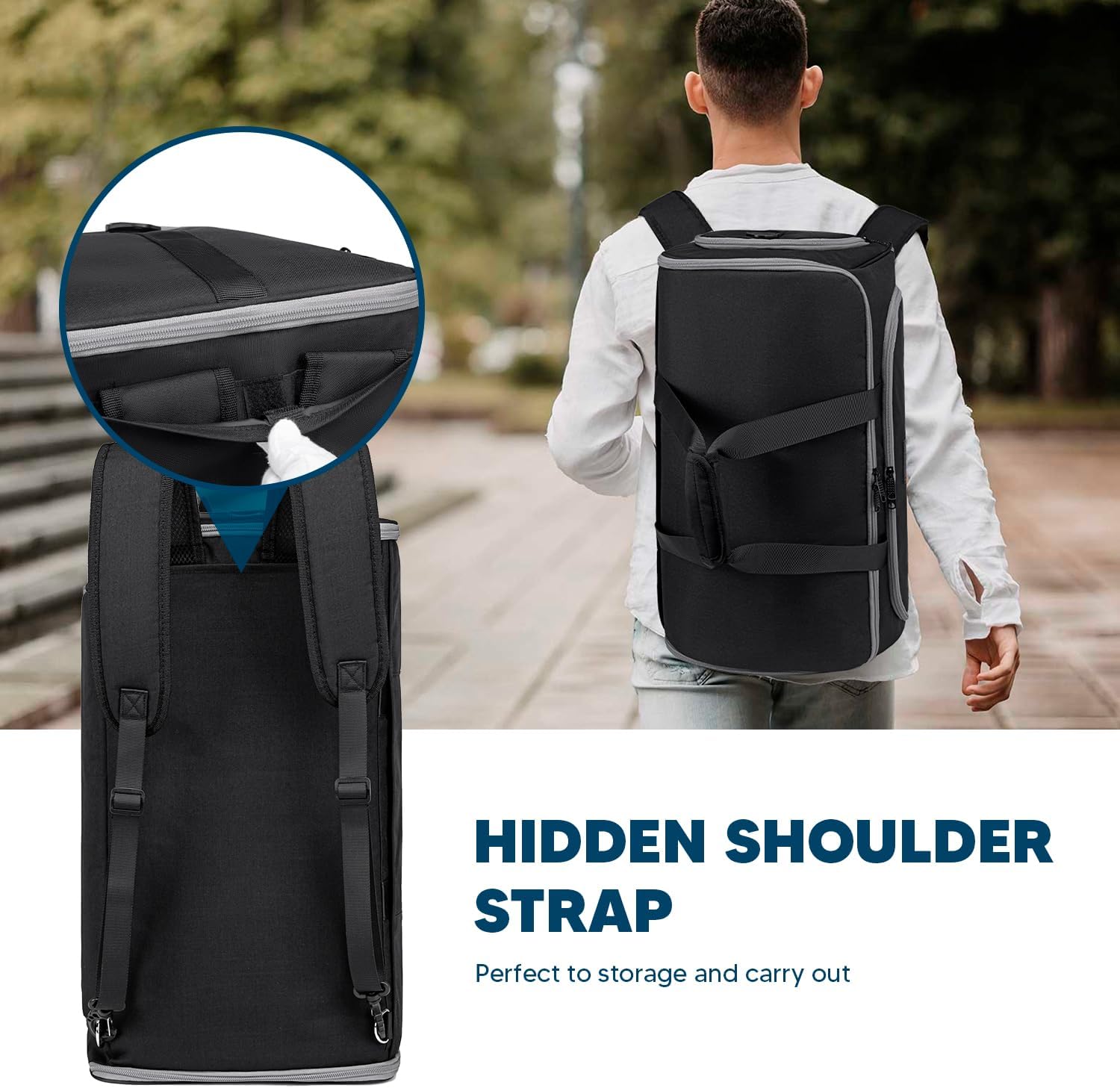 Convertible Garment Bags for Travel, 4 in 1 Duffle Bag for Travel 58L Capacity Carry on Garment Bag with Shoes Compartment Travel Garment Bag with Shoulder Straps Suit Bag for Men Women,Black - Image 8