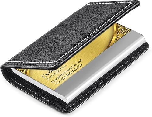 Tarjetero unisex de polipiel con cierre magnético para tarjetas de visita, ultrafino, de Wisdompro