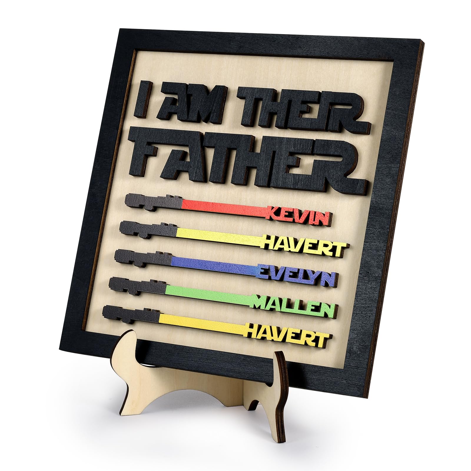 ALBERTBAND Father's Day Gifts for Dad Personalised Sign Plaque with 1-4 Family Names Best Dad Gift You are the World Wooden Desktop Decoration Gifts for Father's Day Birthdays (B-5 name)