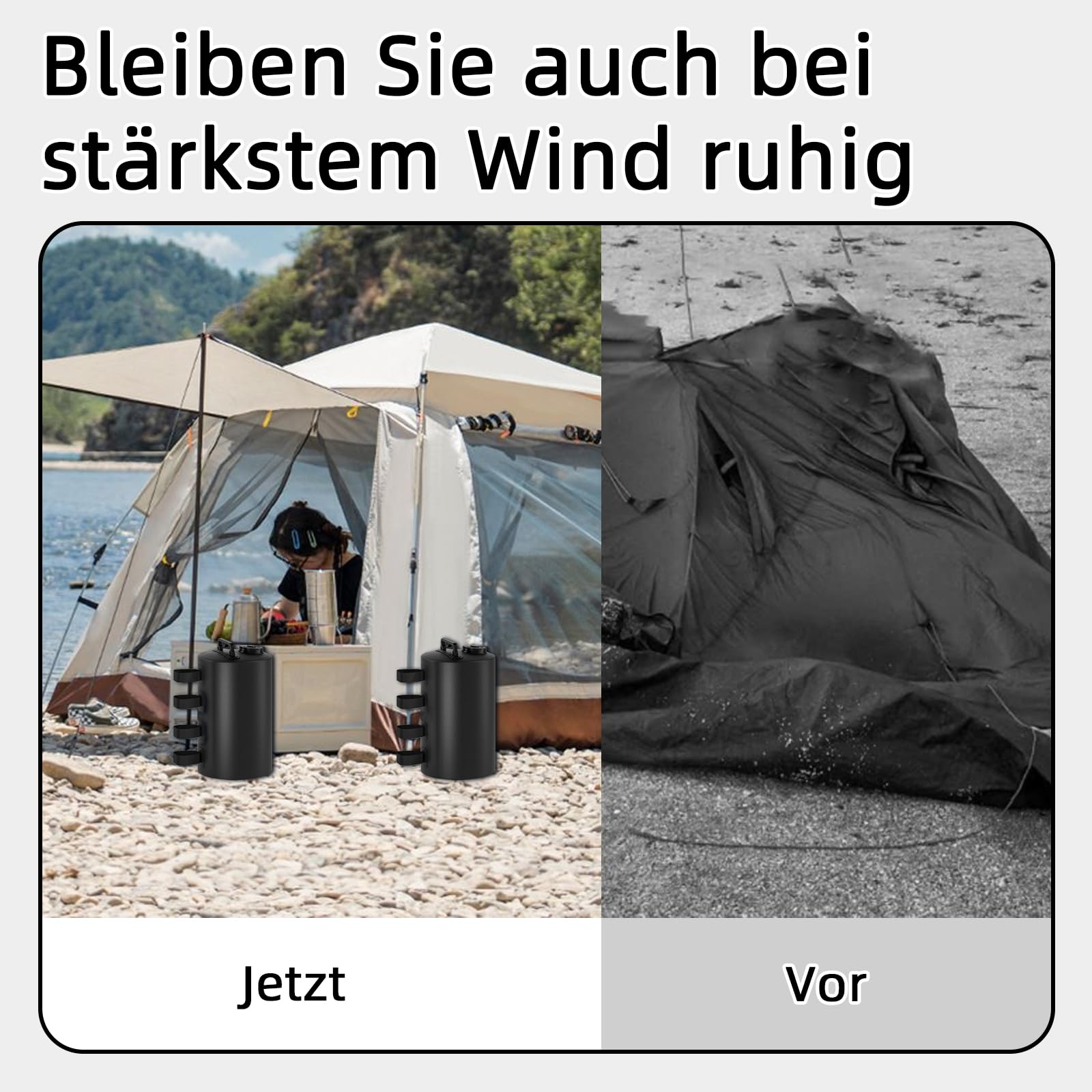 4er Set Wassergewichtstaschen, 80kg（20L*4）,4er Set Sandgewichtssäcke, Kann Wasser/Sand befüllbar, Wiederverwendbar, Universal Beingewichte für Pavillons/Gartenzelte/Festzelte, Schwarz, 24 * 45cm