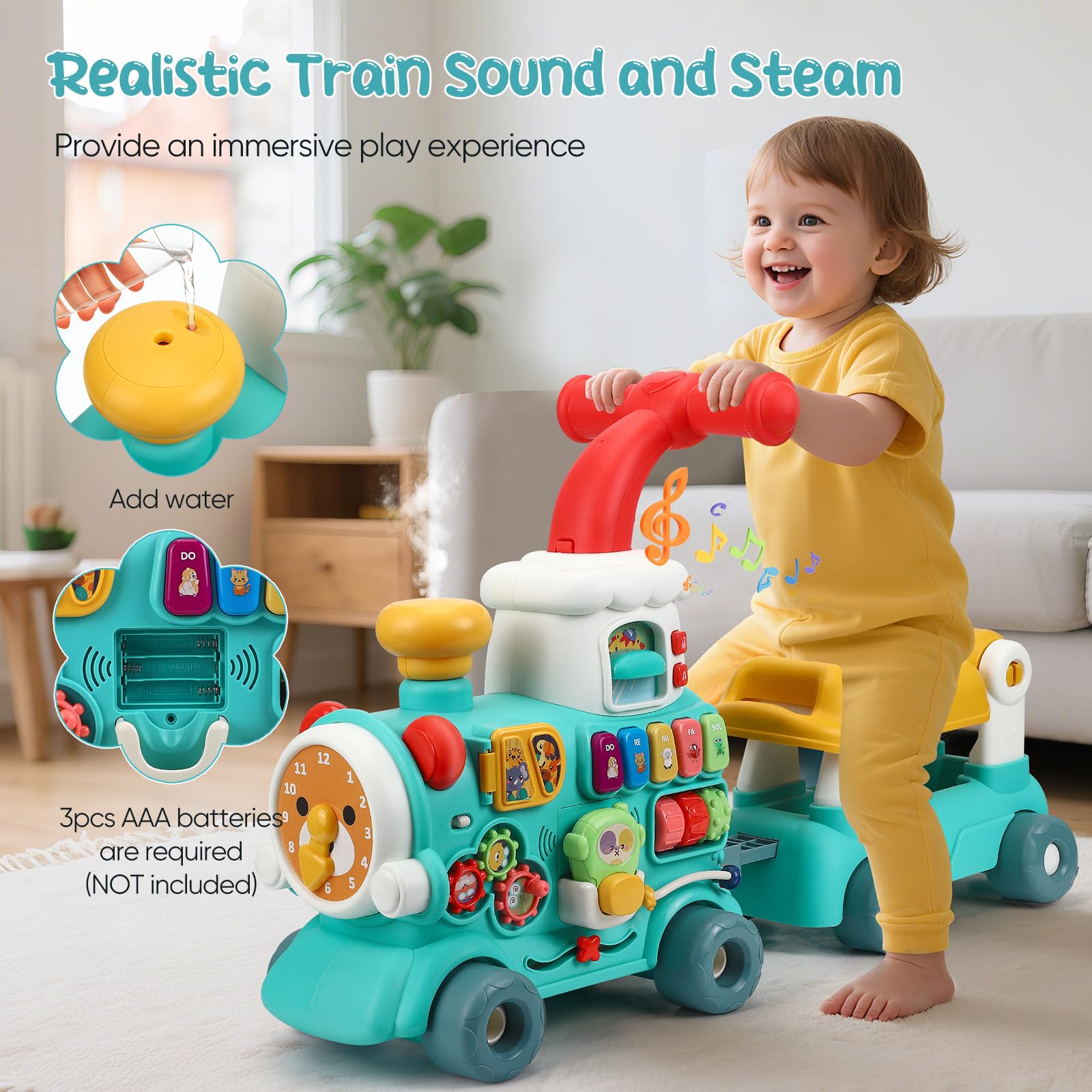 Andadores para Bebes, Andador 5 en 1 con Velocidad Ajustable, Multifunción Andadera para Bebe con Juguetes Montessori y Música, Regalo para Niños y Niñas para Bebés Mayores de 6 Meses