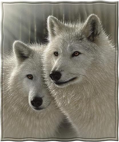 Dawhud Direct Sunlit Wolves - Manta de forro polar para cama de 50 x 60 pulgadas, manta de forro polar de almas gemelas para mujeres, hombres y