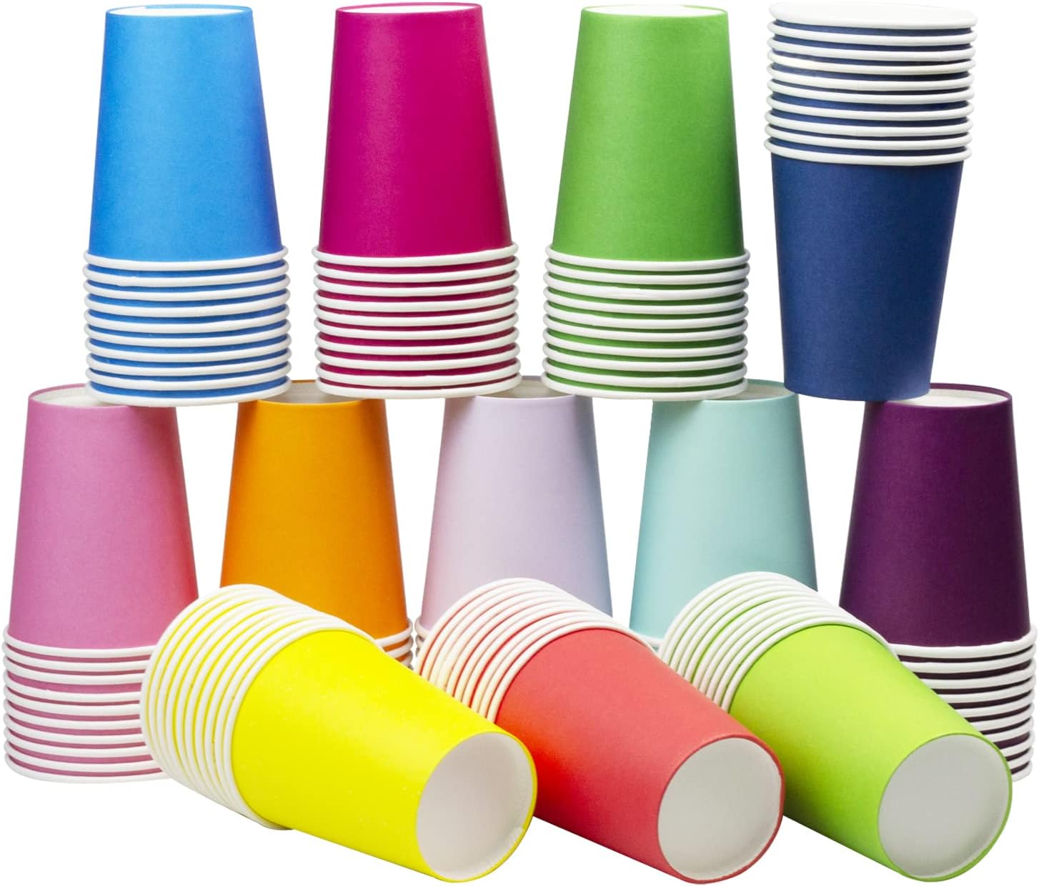 Yuxitia 120pcs 12 Color DIY Paper Cups, Multicolor Paper Cups For Wedding Christmas Party Picnic BBQ Travel and Event (8 Ounce,120 Count)