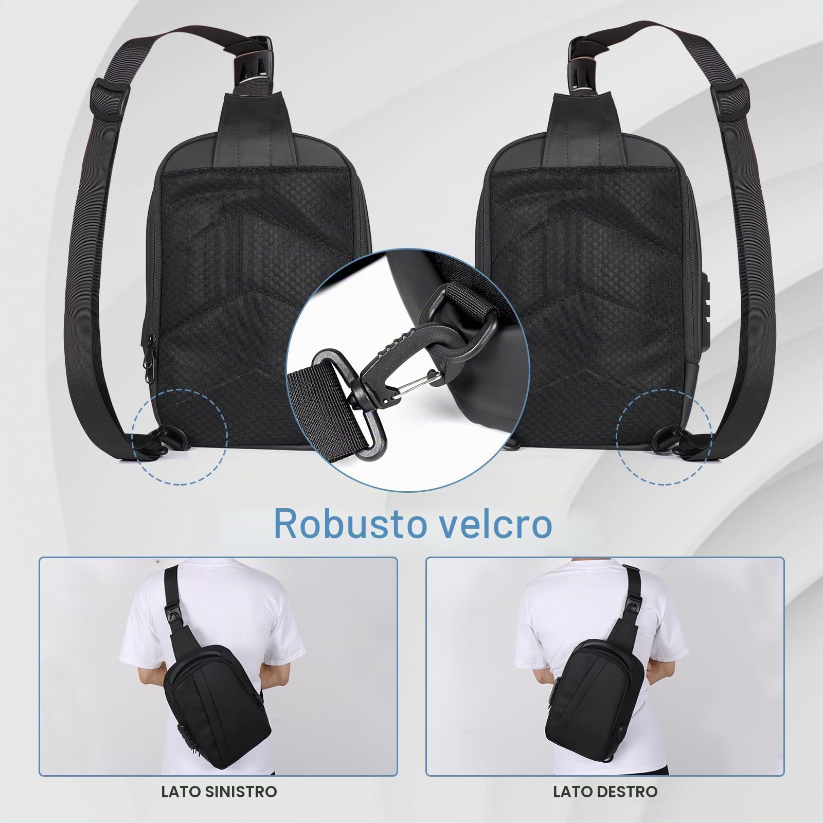 Geestock Zaino Monospalla Uomo con Lucchetto con Password, Borsa a Tracolla Impermeabile, Borsello Piccolo a Tracolla per Viaggio, Lavoro e Affari