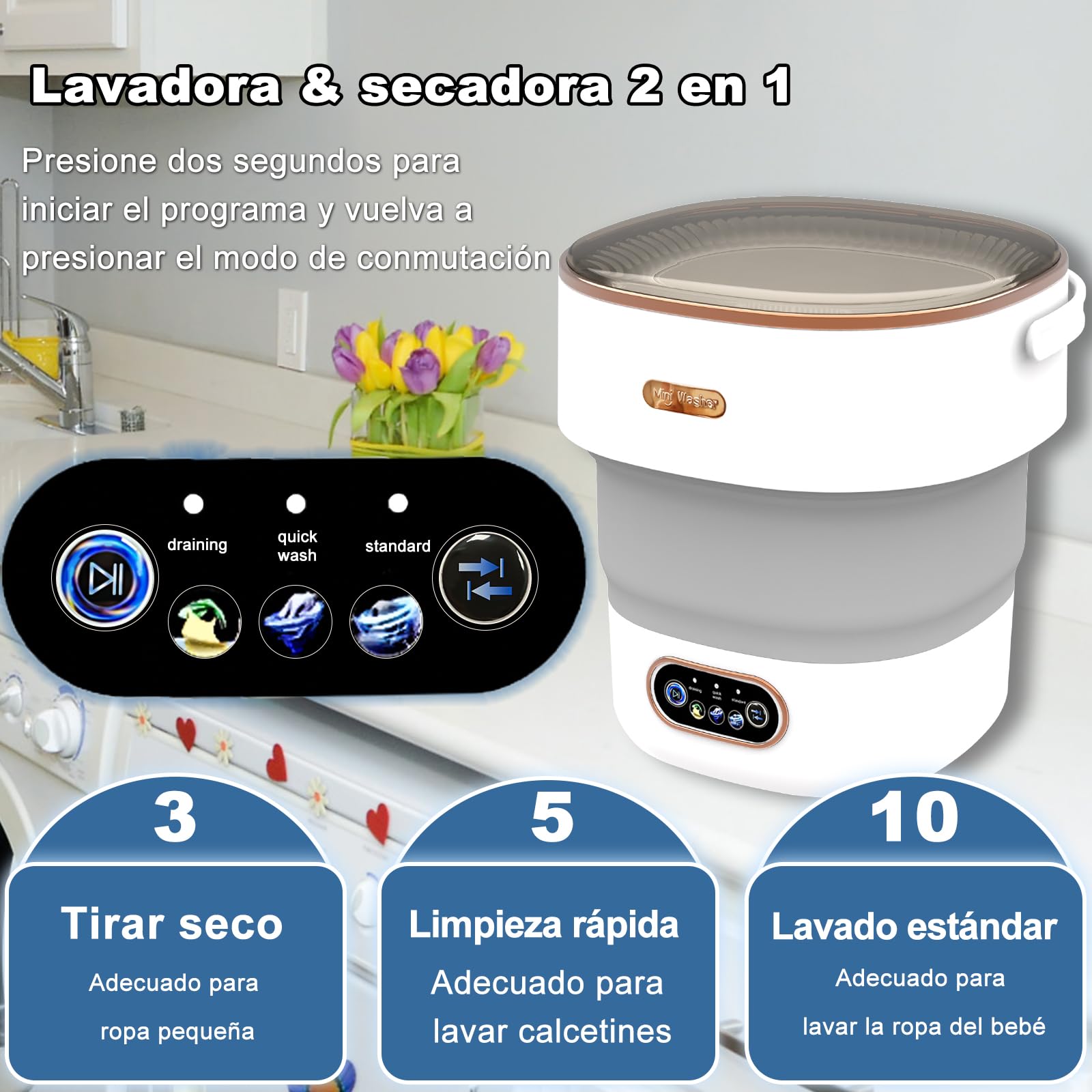 Faltbare Mini-Waschmaschine Mit Schleuder – 16L, Tragbar & Perfekt Für Camping, Wohnwagen & Kleine Wohnungen