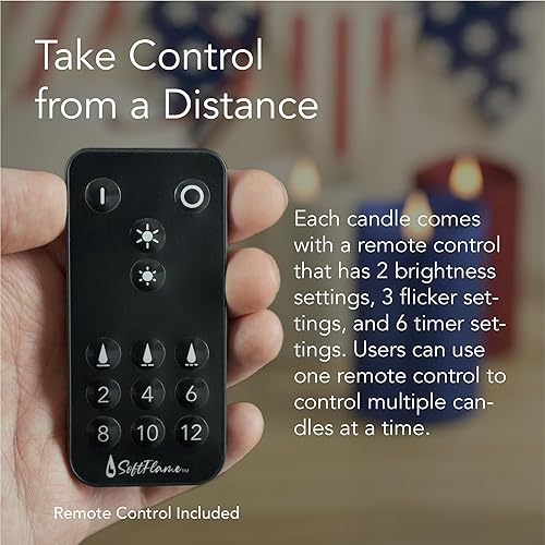 Miniatura 6 de Velas LED sin llama de cera real con control remoto, 3 x 5 pulgadas, llama móvil parpadeante 3D, velas que funcionan con pilas para uso en