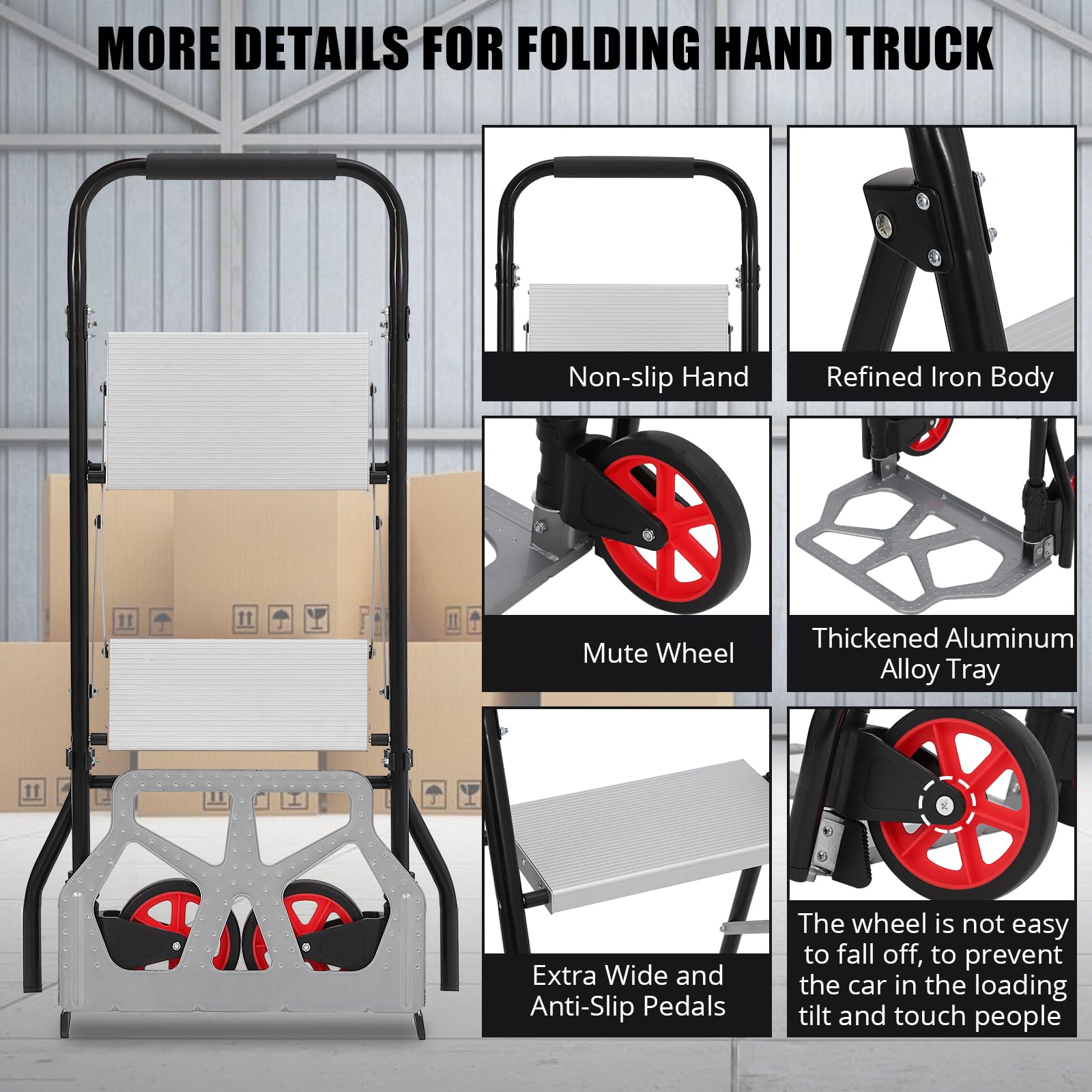2 in 1 Aluminium-Sackkarre & Trittleiter, 100 kg Tragkraft, Klappbarer Transportwagen Mit Rädern, Vielseitig Einsetzbar Für Materialtransport Und Aufstiege in Lager, Haushalt Und Supermarkt