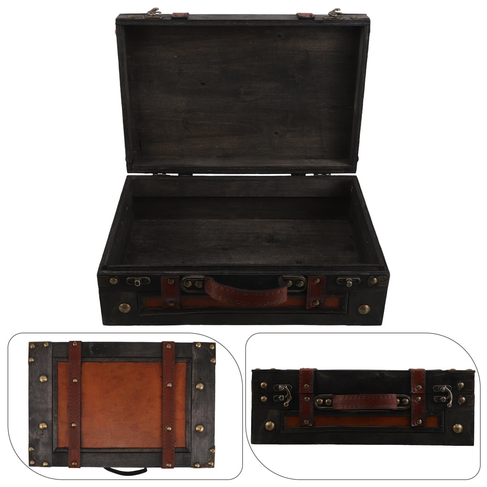 POPETPOP Maleta de Madera y Accesorio de Fotografía para Almacenamiento Vintage de Gran Capacidad, Caja Retro Adecuado para Embellecimiento del Hogar