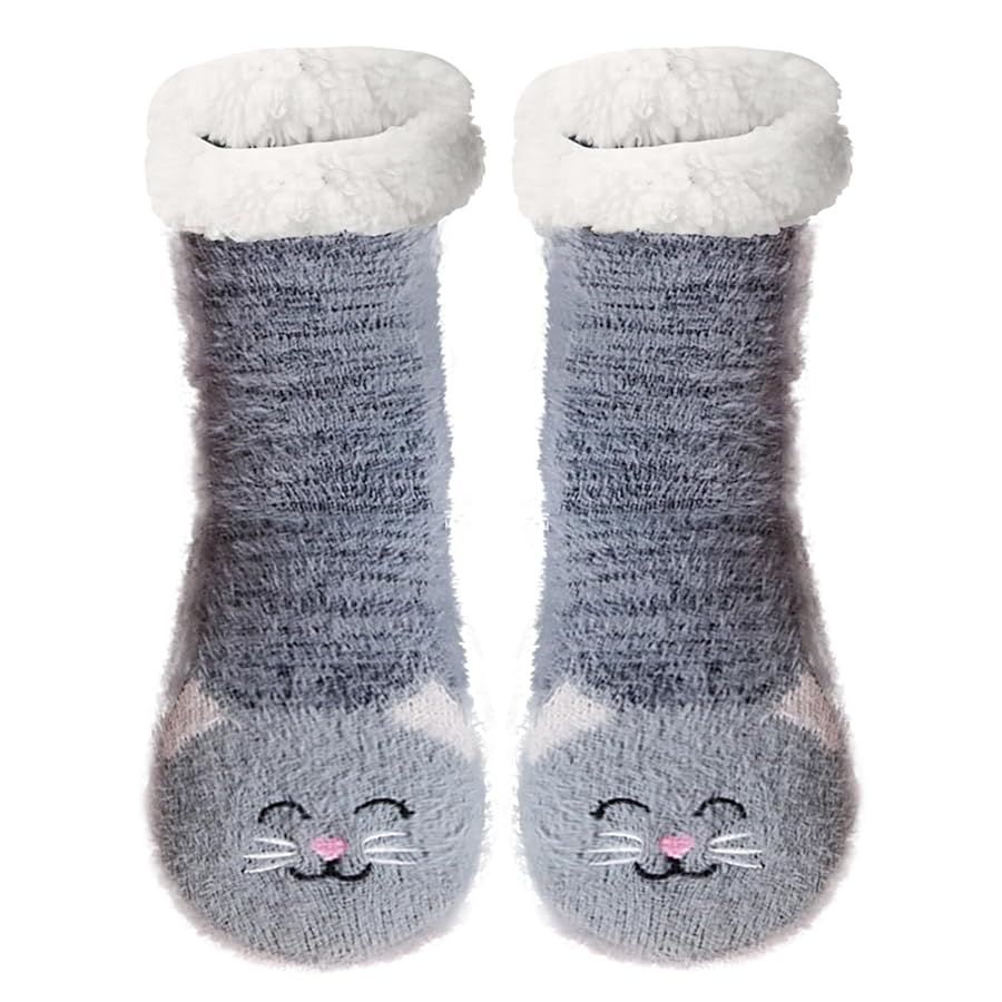 Calze Pantofola Donna Antiscivolo Invernali - Termiche, Con Motivo Animale, Taglia Unica 35-41, Per Natale - Foto 6