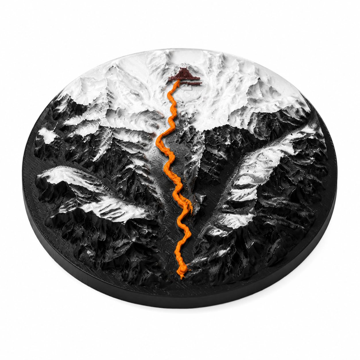 3D Topographic Kedarnath Trek Route Map, Detailed Terrain Sculpture with Realistic Mountain Contours, Round-image-23