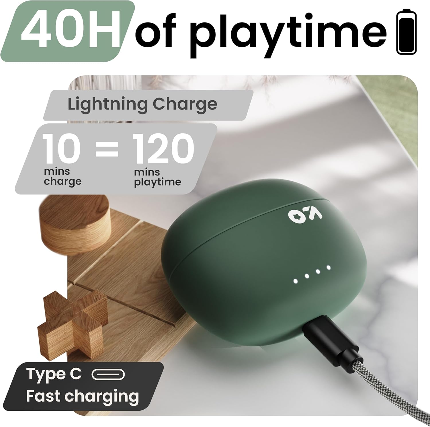 Boult Audio W20 Earbuds charging case with Type-C cable