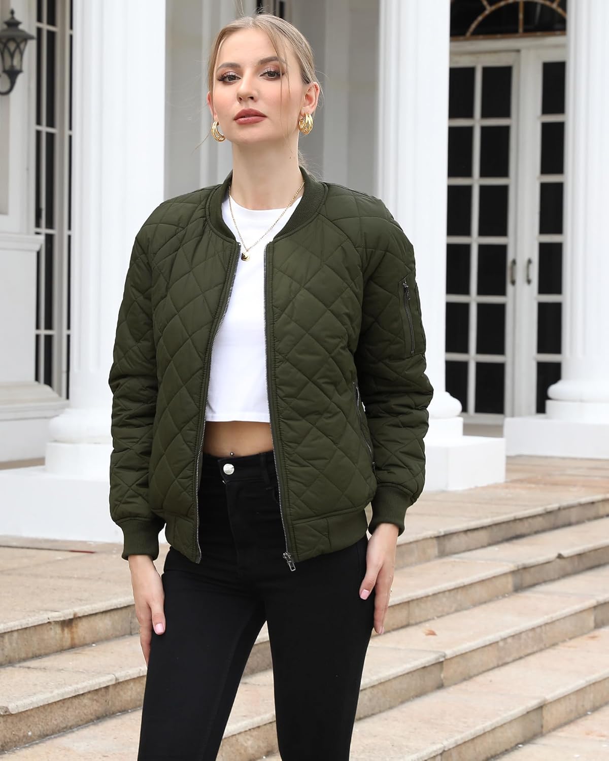 Argstar Women's Quilted Bomber Jakcet with 5 Pockets (XS-XXL) - Image 2