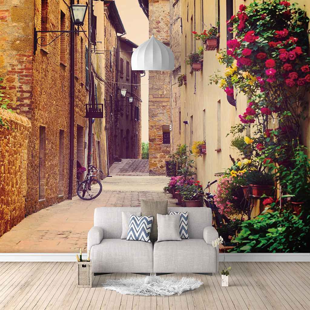 Papier Peint Canevas Auto-adhésif Paysage Ruelle Rurale 250x175 cm