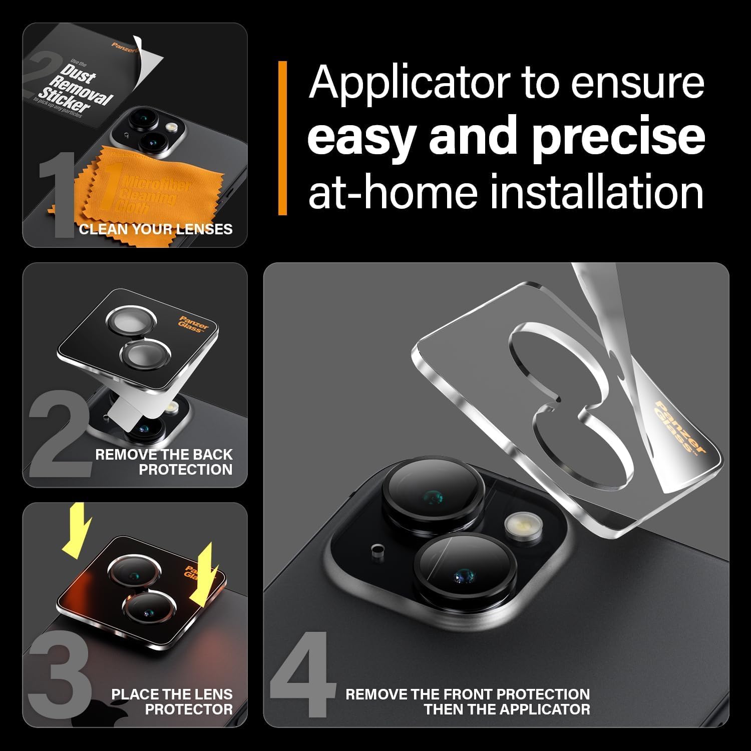 PanzerGlass™ Hoops Protettore per l'obiettivo della fotocamera per Apple iPhone 15 | 15 Plus - Protezione con Stile, vetro resistente agli urti