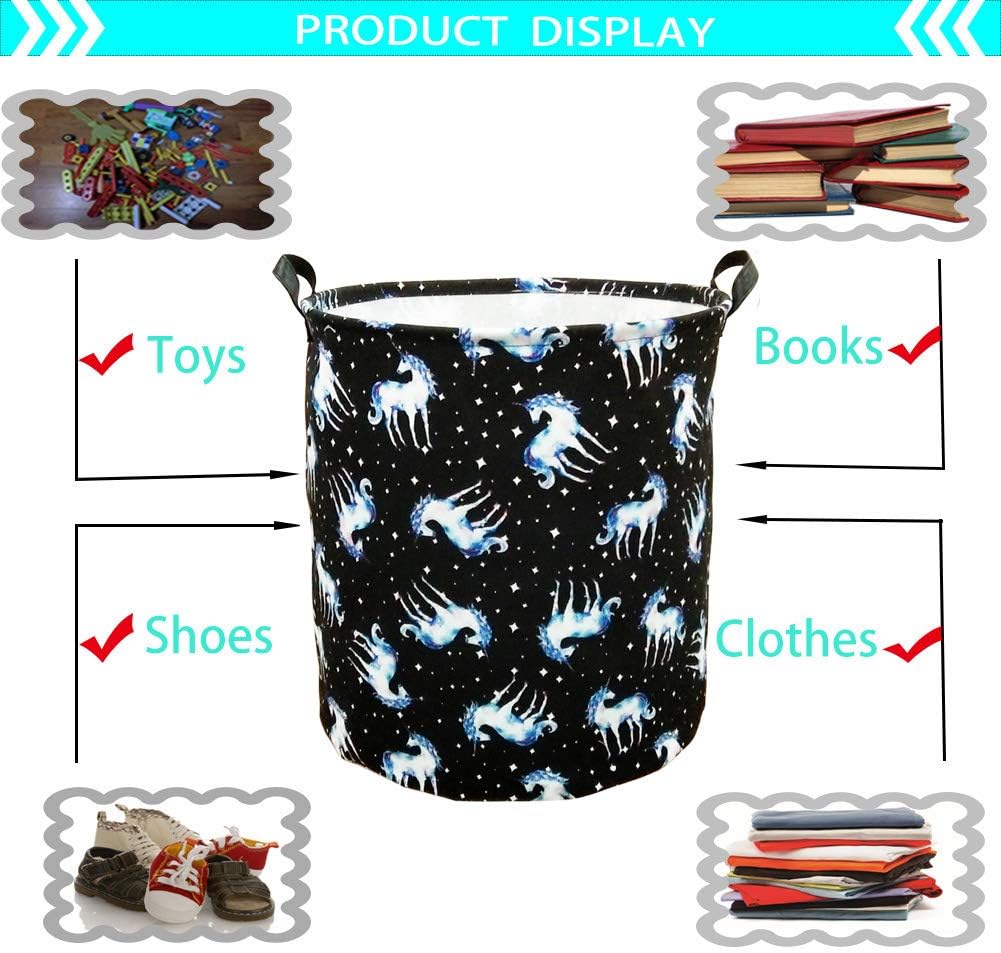 BOOHIT Cotton Fabric Storage Bin,Collapsible Laundry Basket-Waterproof Large Storage baskets,Toy Organizer,Home Decor (Black horse) s Nursery Toy Storage Bin Waterproof Organizer (Black horse)