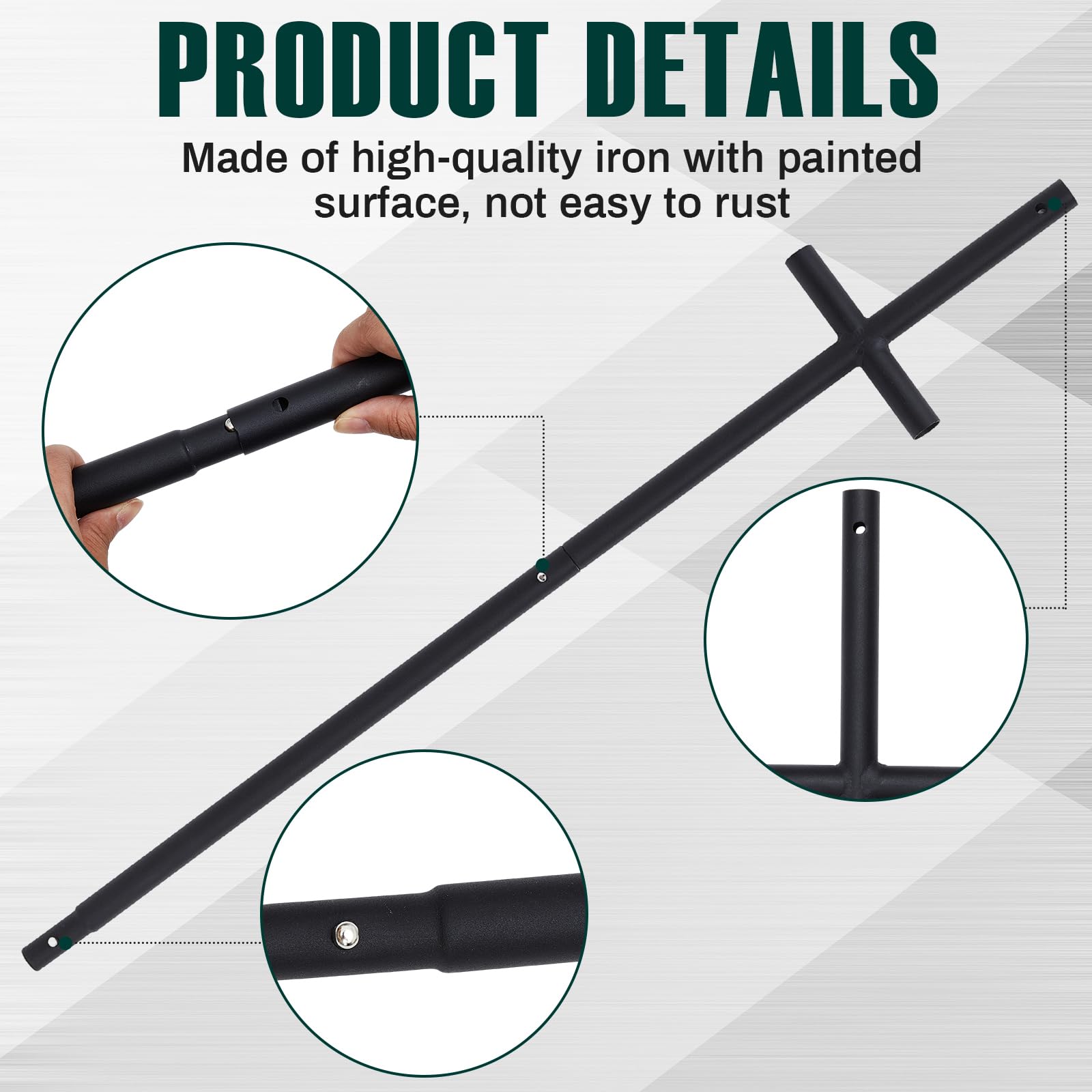 Lallisa 2 Sets 5 Foot Extension Kit Iron Duck Decoy Stakes Extendable Decoy Pole Duck Hunting Accessories for Goose Mallard Turkey Teal Dove Waterfowl Hunting Motion Decoy, Black