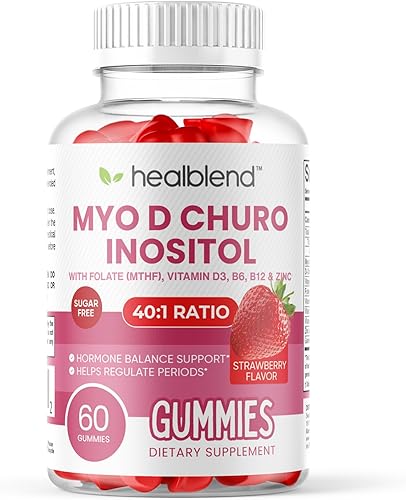 healblend Myo & D-Chiro - Gomitas de inositol – Apoyo de SOP para mujeres, equilibrio hormonal, fertilidad y ovulación – con metilfolato, vitamina