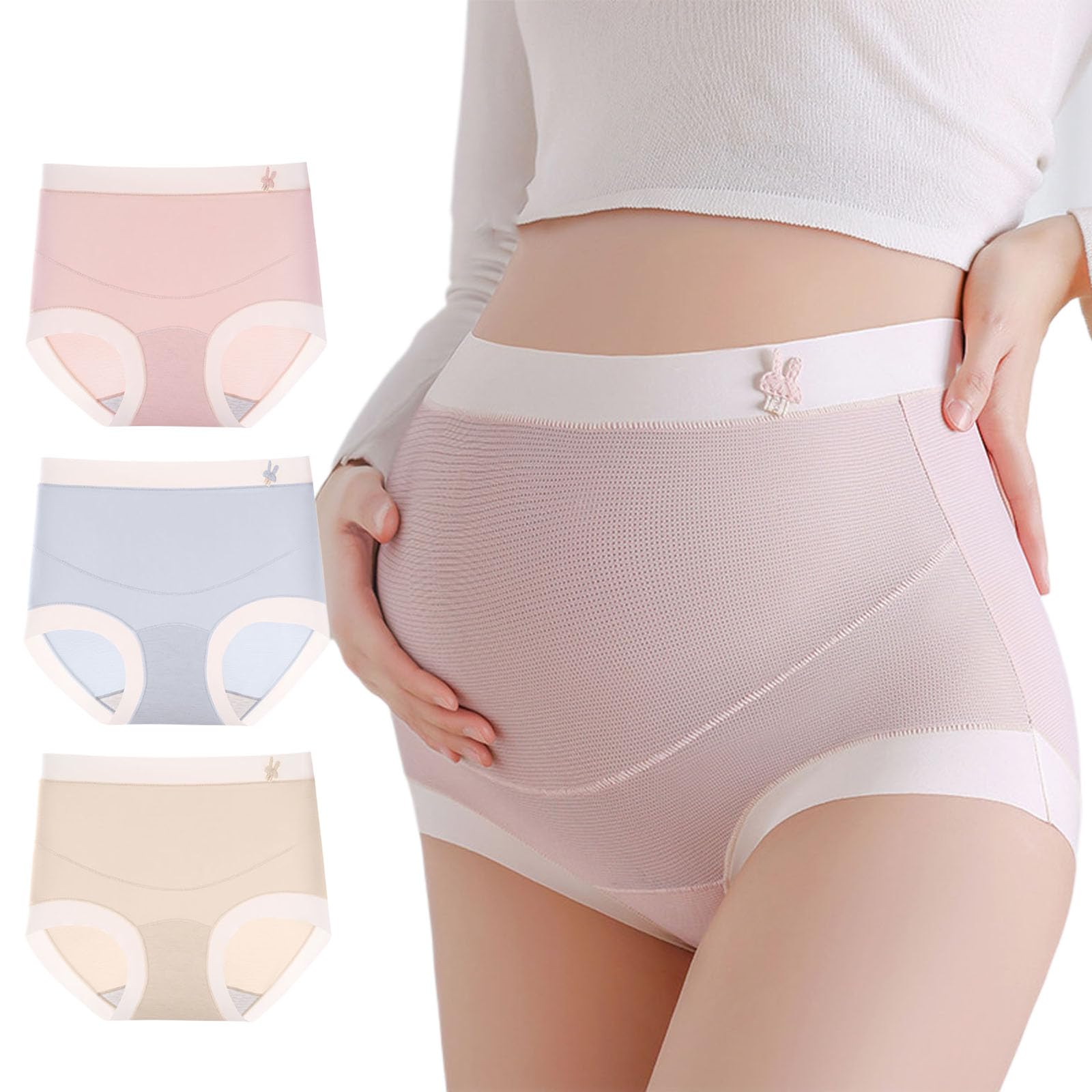 3 Pack Women's Maternity Knickers Pregnancy Panties Maternity Pregnancy Underwear Shorts Pants Underwear Panties Ladies Maternity Panties Pregnant Ladies Panties Elastic Underwear for Women Female